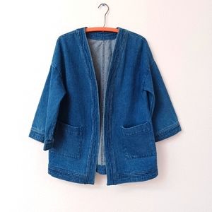 Blue Jean Denim Kimono Style Open Jacket M